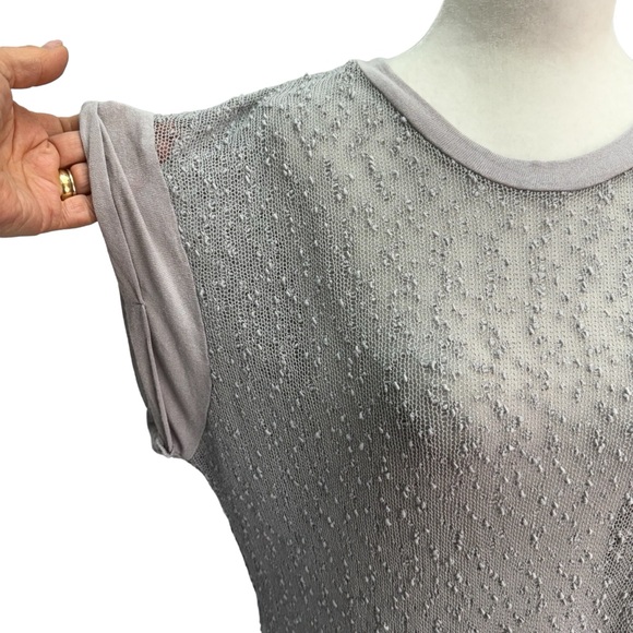 Danny Be Grey Loose Knit Short Sleeve Round Neck Sweater Top Size S - Picture 3 of 8